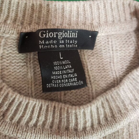Giorgiolini Mens 100% Wool Ribbed Knit Pullover Sweater Beige Large - Picture 6 of 10